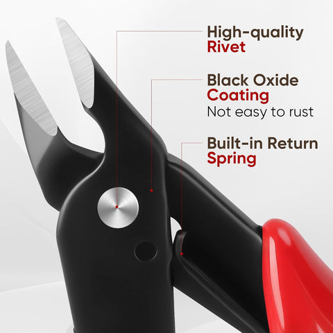 5 Inch Flush Cutters, 1 Pack Micro Wire Cutters, Zip Tie Cutter
