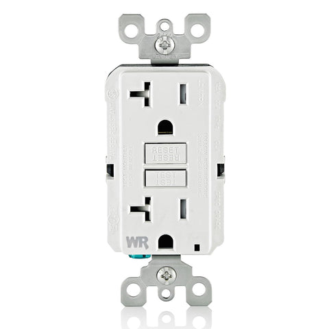 Leviton Slim GFCI Weather & Tamper-Resistant Outlet, 20 Amp, GFWT2-W, White
