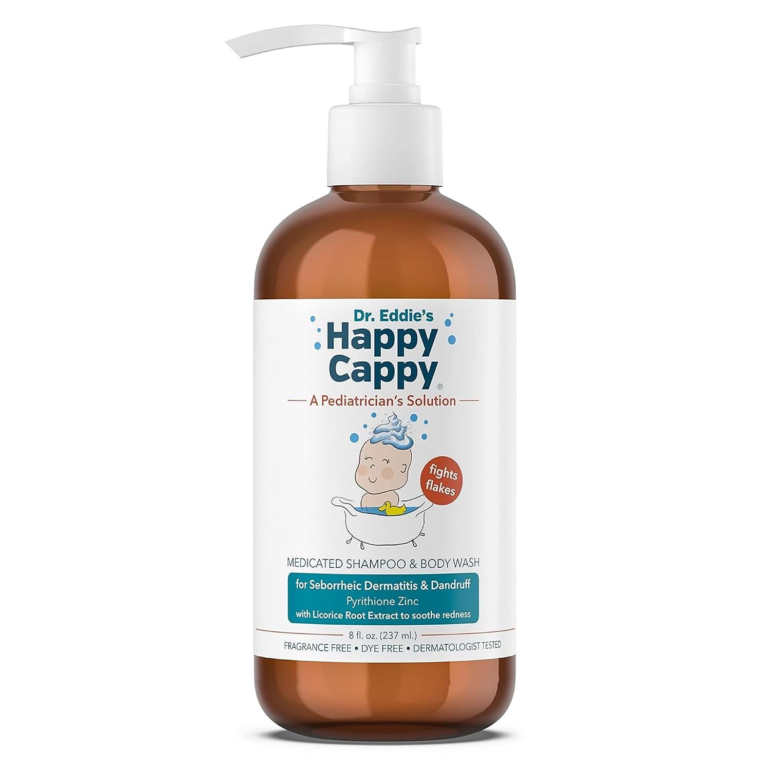 Happy Cappy Medicated Shampoo and Body Wash - Fragrance-Free - 8 Fl Oz