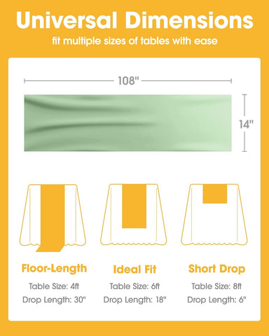 Niuara Sage Green Plastic Table Runner Decorations, Disposable, 4 Pack