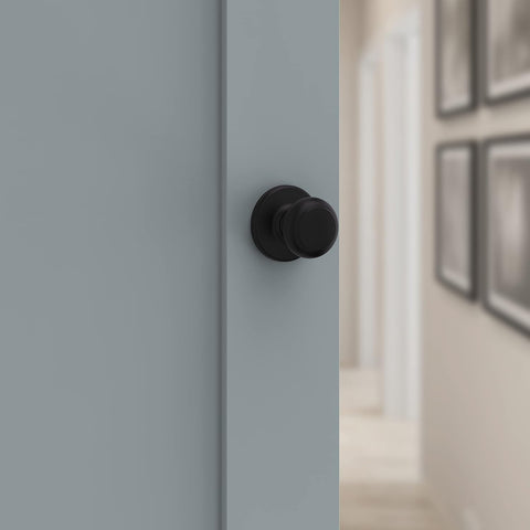 Kwikset Cove Interior Passage Door Knob, Handle for Closet and Hallway Doors, Non-Locking Doorknob, Matte Black (Pack of 4)