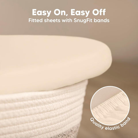 2-Pack Baby Bassinet Sheets Girl, Boy, 33x17 Bedside Sheets (Pecan)