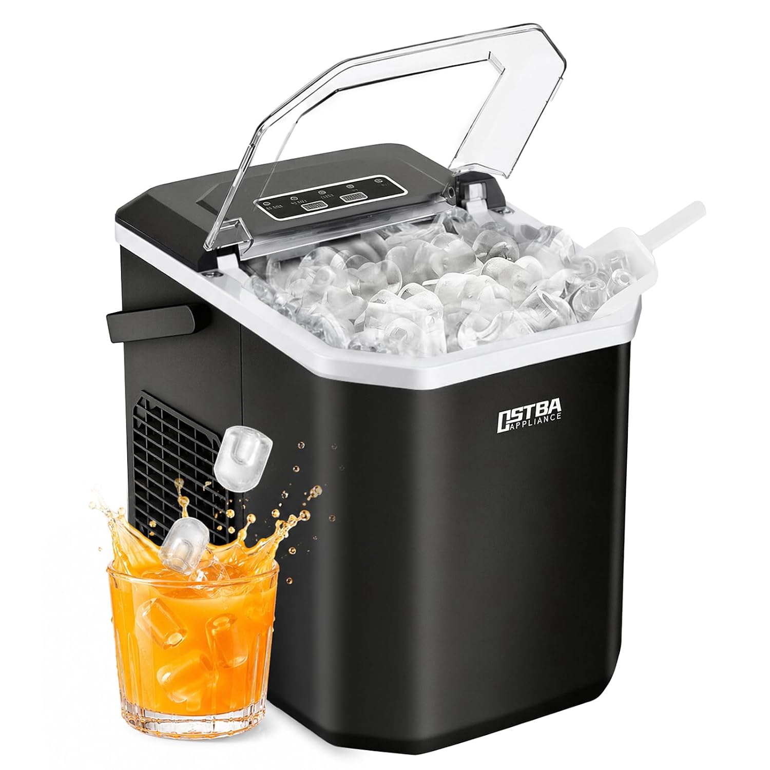 OSTBA Countertop Ice Maker Machine, 26Lbs/Day, 2 Ice Sizes, Bullet Ice