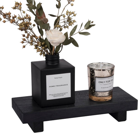 Wood Bathroom Tray Farmhouse Decor Kitchen Soap Holder, 8.7" x 3.6" Black