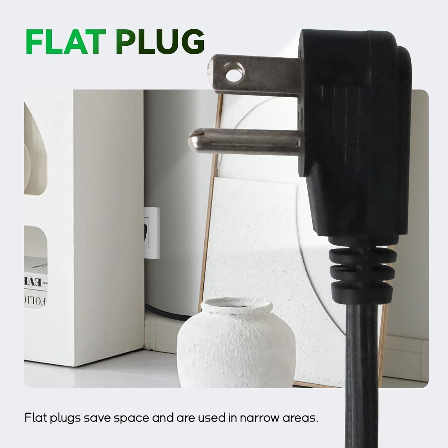 EP 3 Ft Heavy Duty Appliance Extension Cord 14 AWG 3-Prong Flat Plug, Black