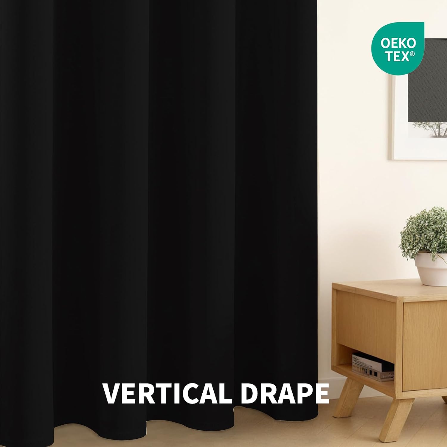 CUCRAF Pure Black Blackout Curtains 96 inch Length 2 Panels Set, Rod Pocket Room Darkening Drapes for Bedroom Living Room, Insulated Thermal Light Blocking Window Curtain (52 x 96 inches)