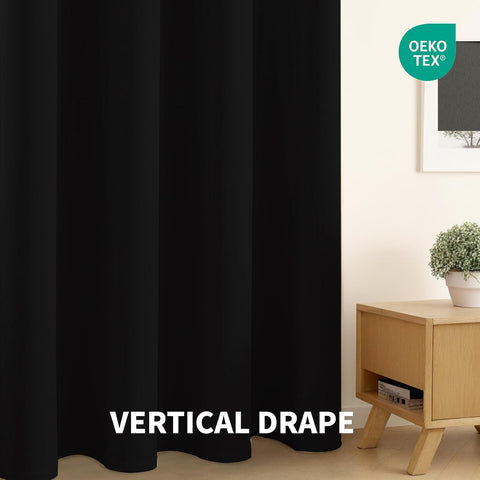 CUCRAF Pure Black Blackout Curtains 96 inch Length 2 Panels Set, Rod Pocket Room Darkening Drapes for Bedroom Living Room, Insulated Thermal Light Blocking Window Curtain (52 x 96 inches)