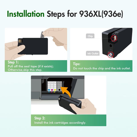 936 936XL 9125e Ink Cartridges Combo Pack for HP Printers 9120e 9730e 936e