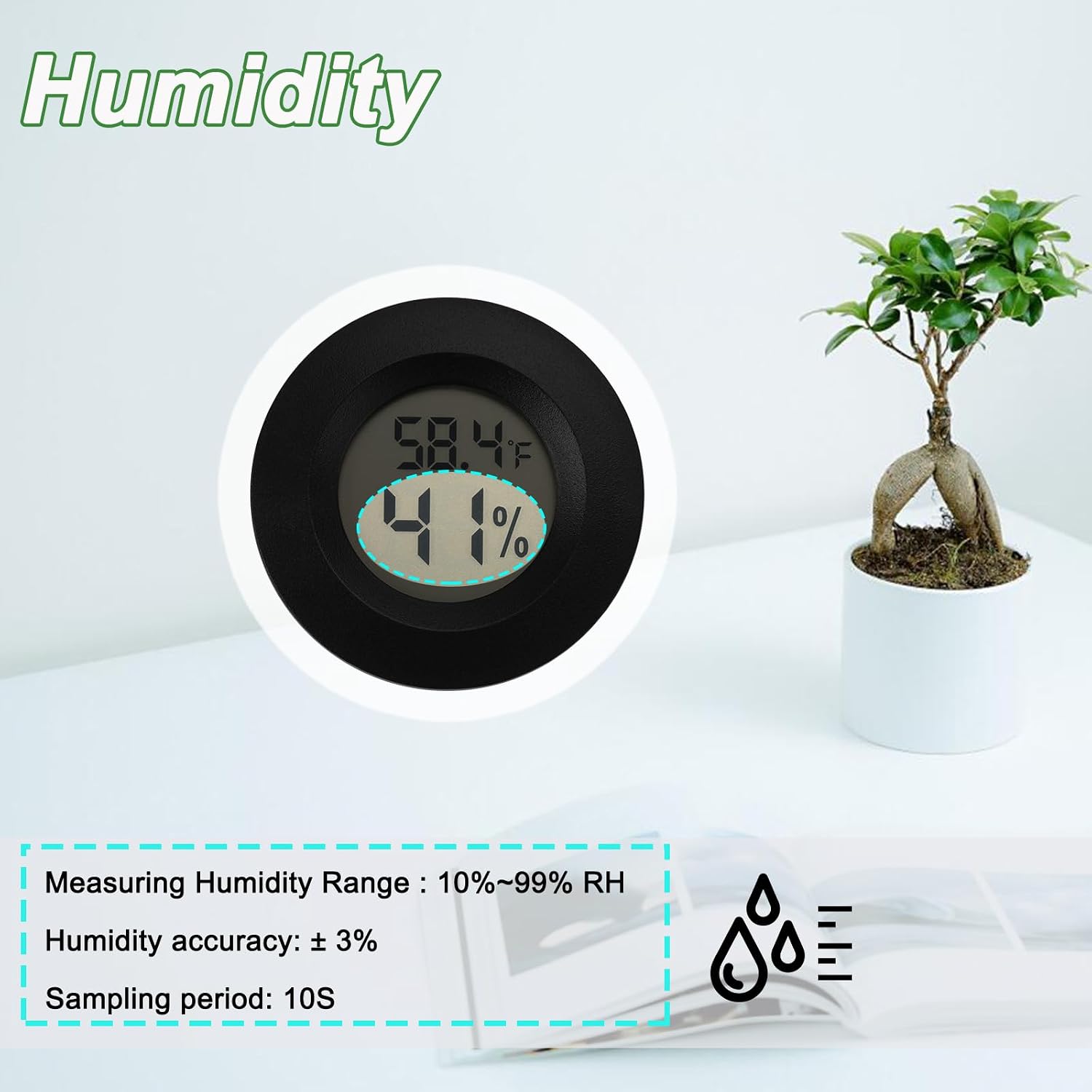 Serundo Auto Digital Hygrometer Thermometer Indoor/Outdoor Hygrometer 6PC
