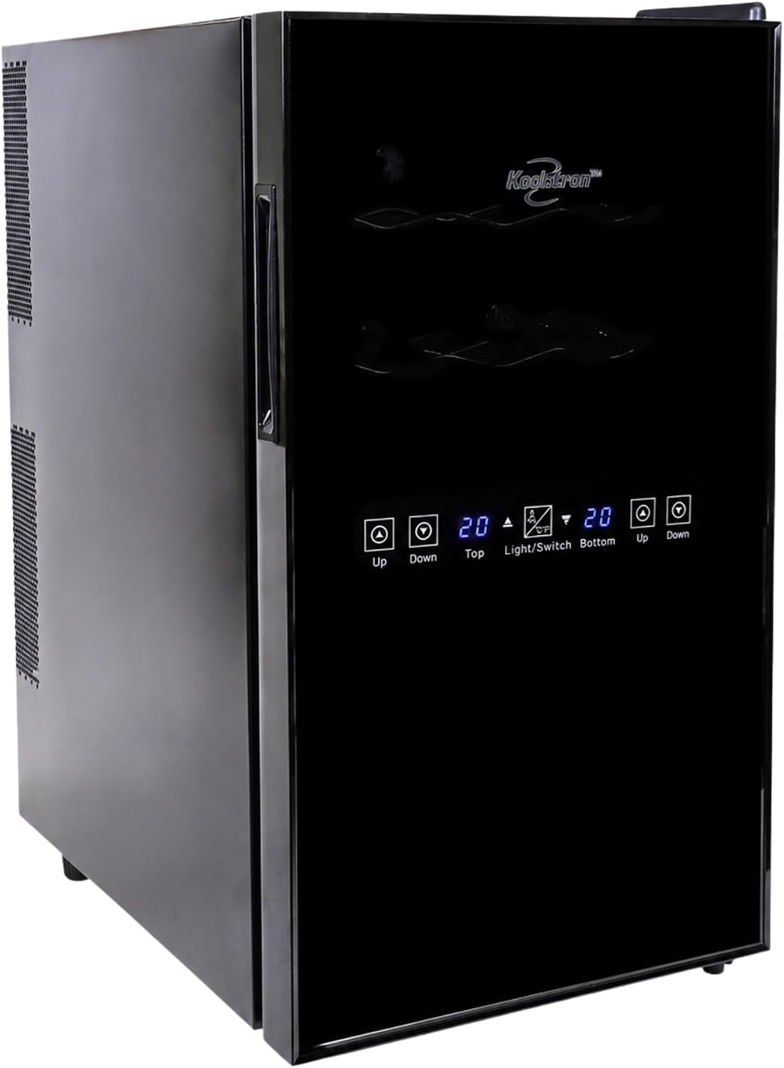 Koolatron 18 Bottle Dual Zone Wine Cooler, Black Thermoelectric Wine Fridge, 1.7 cu. ft (48L), Freestanding Wine Cellar, Red, White, Sparkling Wine Storage for Home Bar, Kitchen, Apartment, Condo