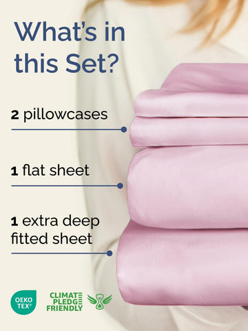 CGK Extra Deep Twin Sheet Set - 4pc Cooling Sheets - Light Pink