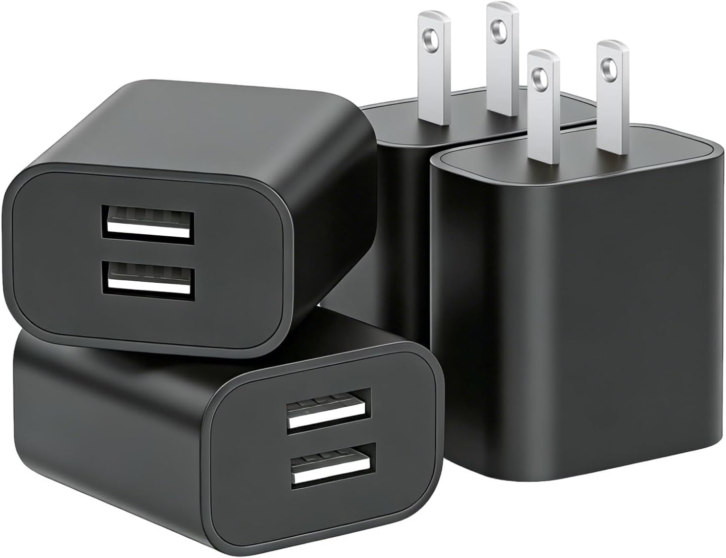 USB Wall Charger,4 Pack Dual Port Plug Adapter,Wall Outlet Charging Block