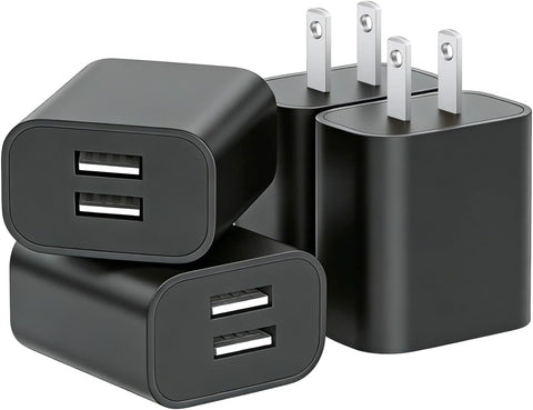 USB Wall Charger,4 Pack Dual Port Plug Adapter,Wall Outlet Charging Block
