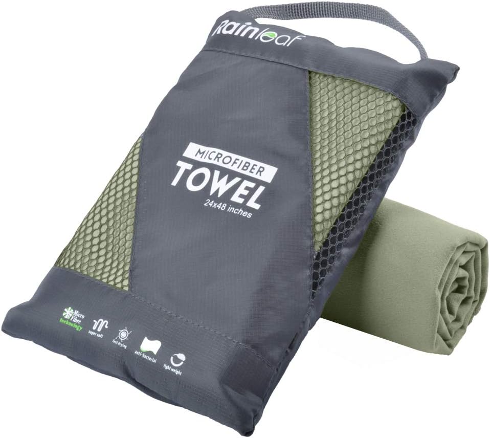Rainleaf Microfiber Towel Quick Dry Camping & Travel & Gym Towel. Compact