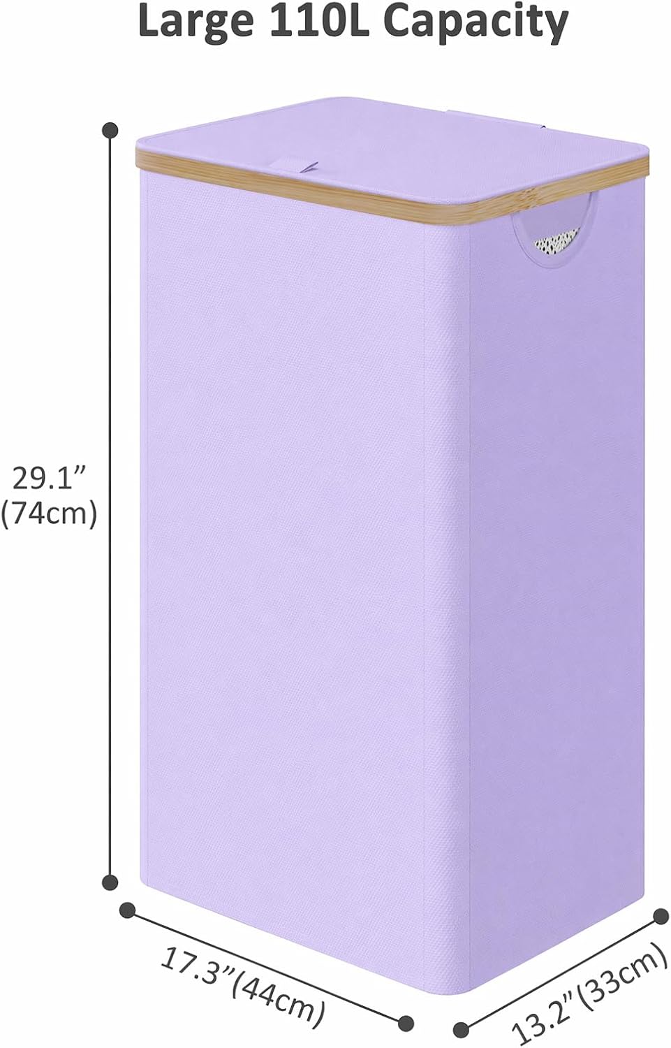 IEGrow Laundry Hamper with Lid,110L Laundry Basket with Mesh Bags,Purple
