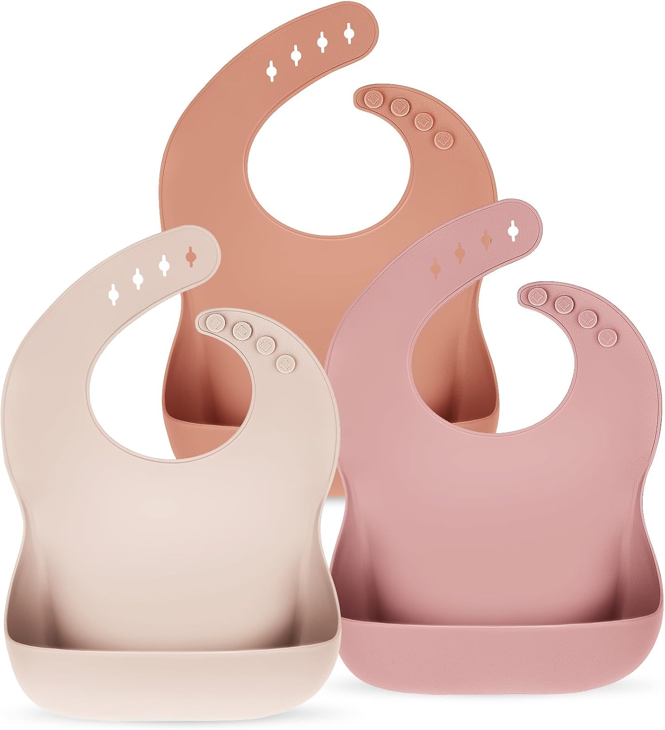 Eascrozn Silicone Bibs for Babies Toddler Set of 3, BPA Free