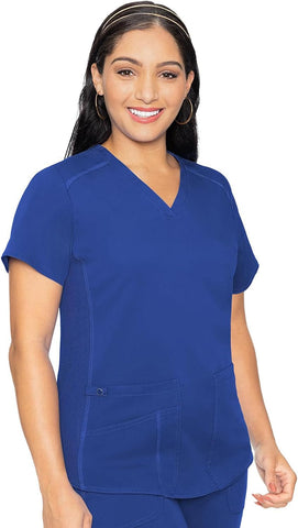 Med Couture Touch V-Neck Scrub Top for Women with 4 Pockets
