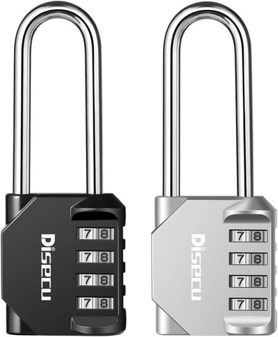 4 Pack disecu 2.6 Inch Long Shackle Combination Lock, 4 Digit Outdoor Waterproof Padlock for School Locker, Gym Locker, Storage Unit, Gate, Fence, Toolbox, Cabinet (Black)