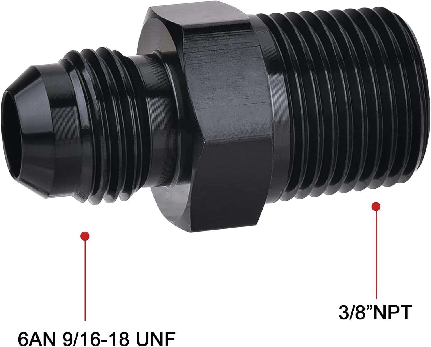EVIL ENERGY 6AN Male Flare to 3/8" NPT Pipe Fitting Adapter Aluminum Straight Black 2PCS