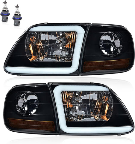 PIT66 LED DRL Headlights Assembly Fit 1998-2003 Ford F150