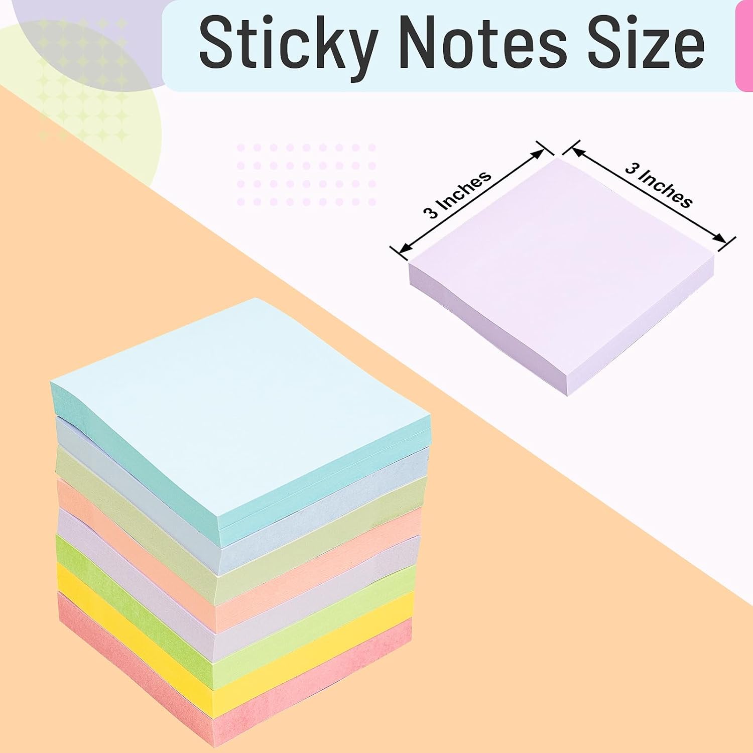 Sticky Notes 3x3 in, 8 Pastel Self-Stick Pads, 800 Sheets for School Office