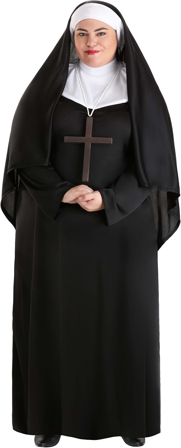 Adult Traditional Nun Costume Dress for Women, Religious Convent Worker Halloween or Cosplay Outfit