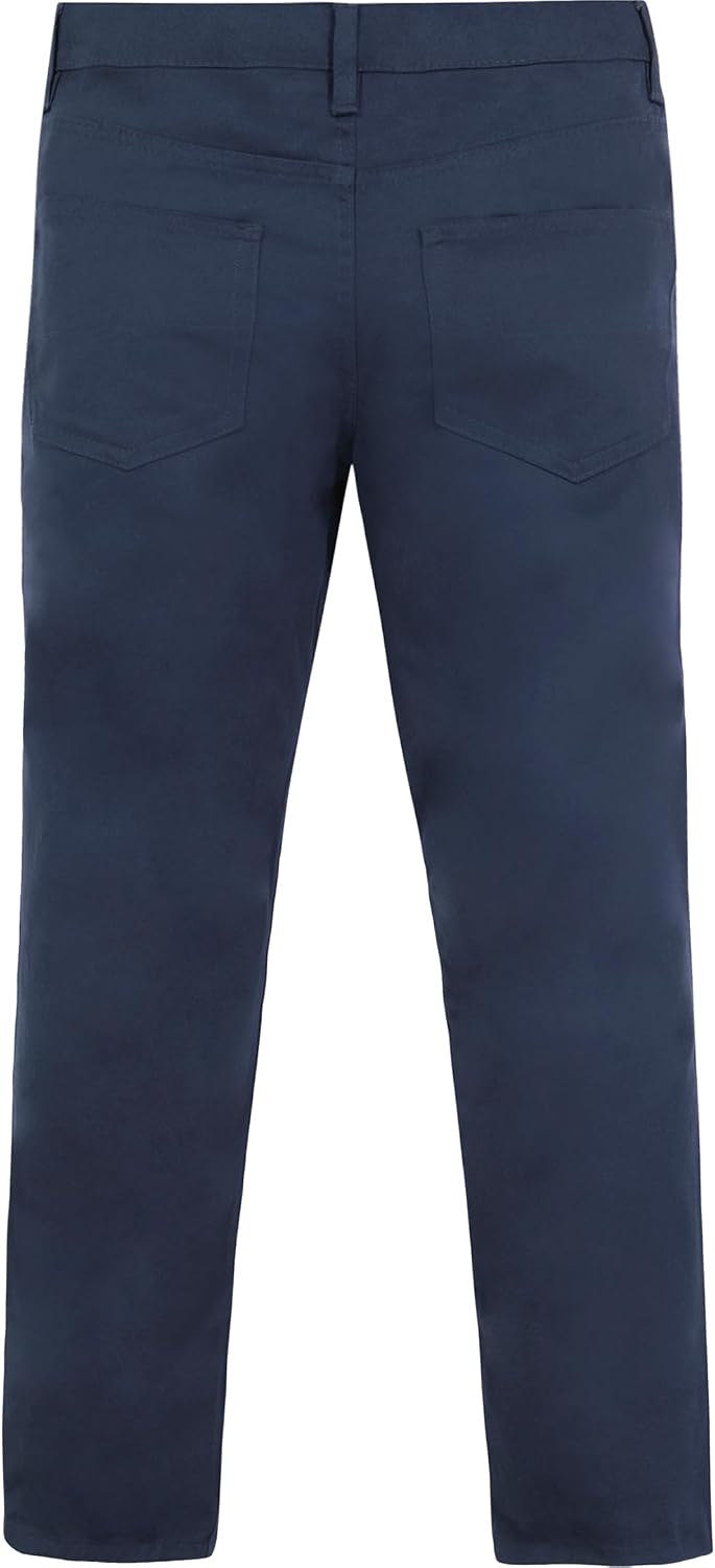 Nautica Boys' School Uniform Twill Chino Pants, Flat Front, Comfortable Waistband with Zip Closure & Stretch