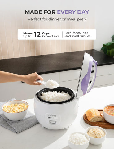 CUCKOO Rice Cooker and Warmer, 12-Cup Cooked, White, CR-0671V