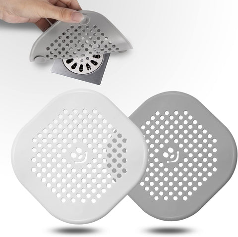 2 Pack Drain Hair Catcher Silicone Bathroom Accessories Shower Drain Protector Sink Drain Strainer Hair Stopper for Shower Kitchen Bathroom Tub Grey