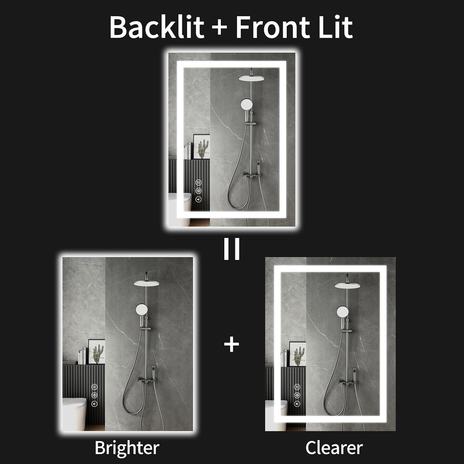24"x36" LED Bathroom Mirror with Lights, Dimmable, Anti-Fog, Lighted Bathroom Vanity Mirror for Wall, Backlit + Front Lit, Memory Function, Shatter-Proof, Tempered Glass