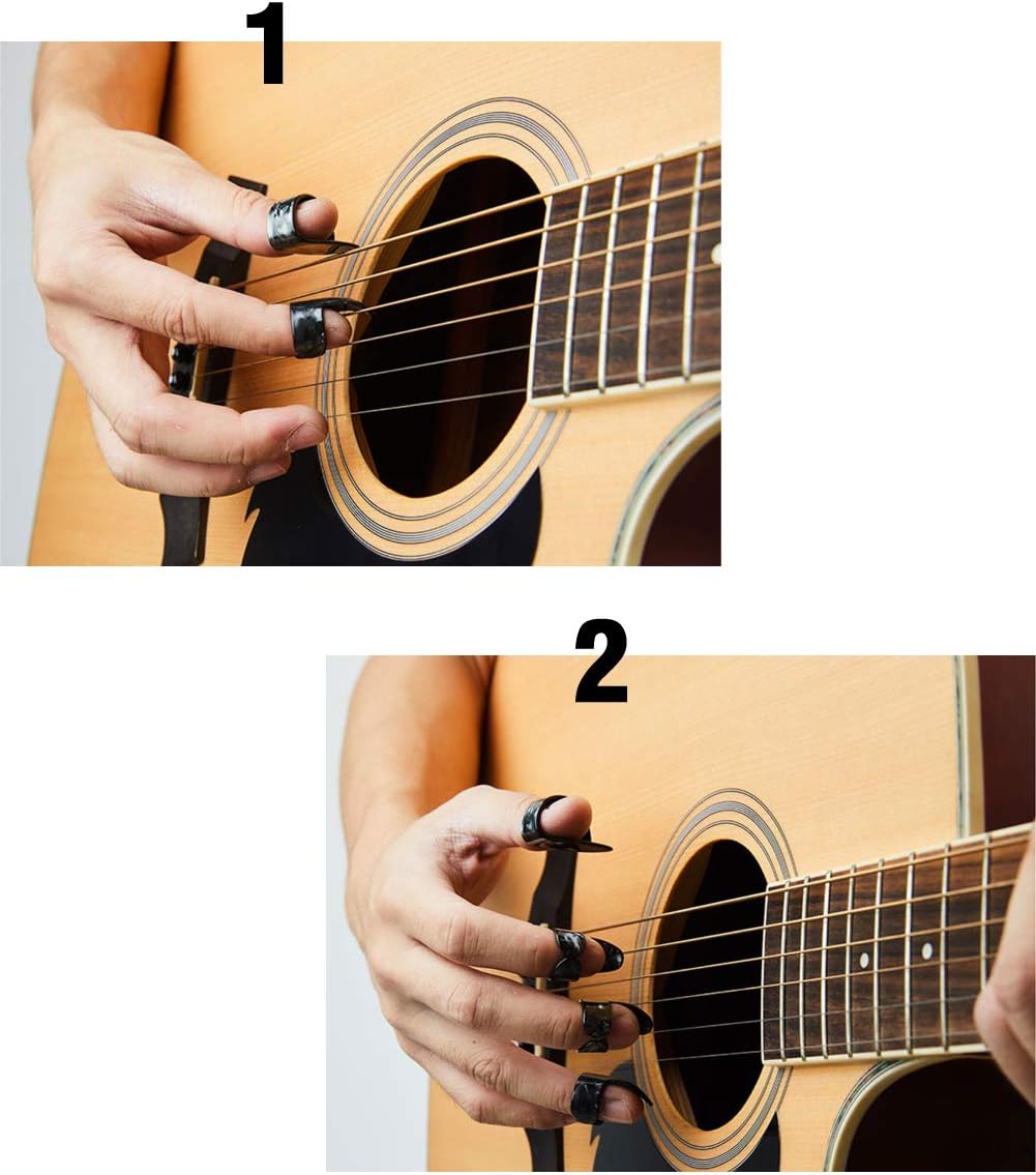 Celluloid Guitar Thumb Finger Picks Set (3 Pairs) with Case