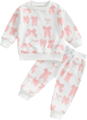 Cute Baby Girl Clothes Long Sleeve Print Sweatshirt Top and Pants Set Toddler Girl Fall Outfits