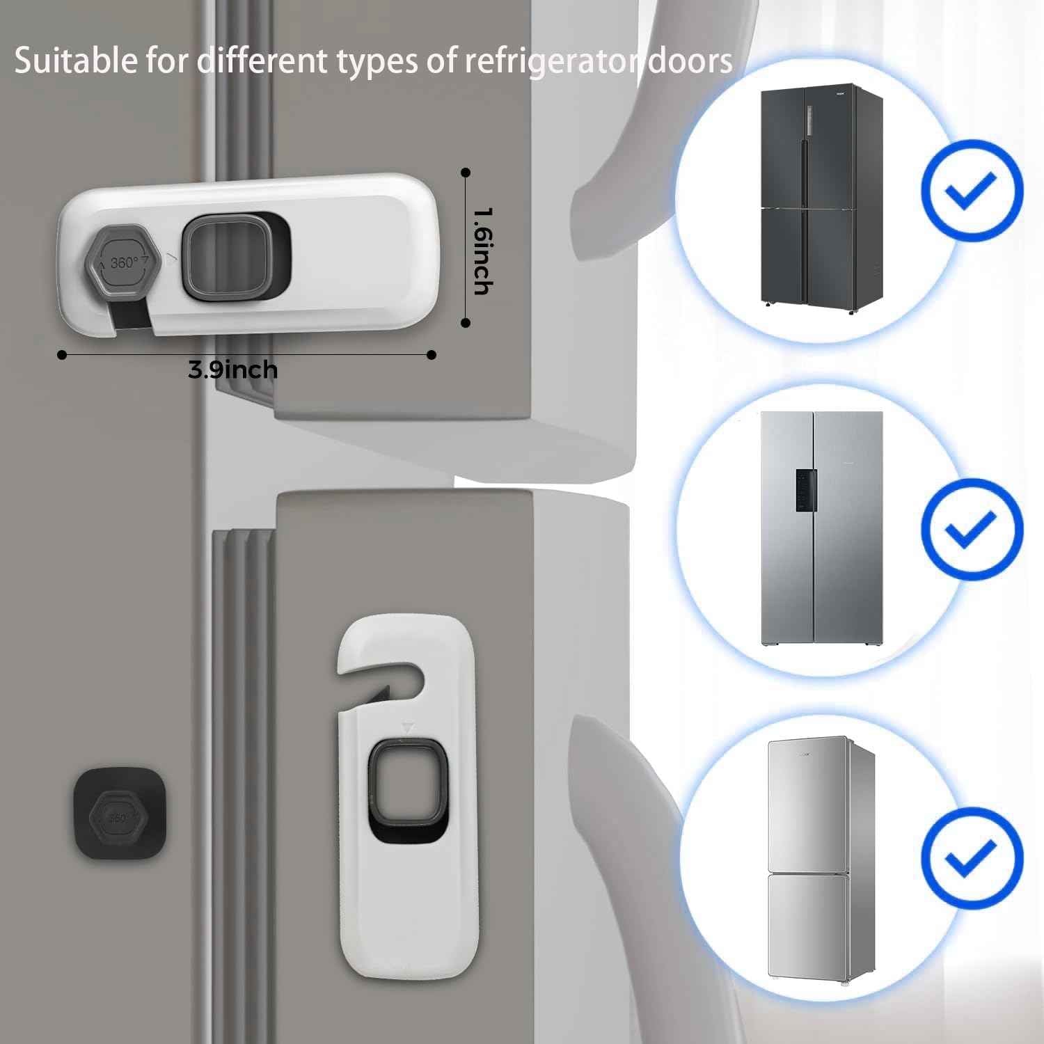 2Pack Child Proof Refrigerator Lock,Fridge Locks for Kids with Sticky Adhesive Pads,Baby Safety Locks for Fridges, Cabinets, Drawers, Double Doors and More (2 Pack)