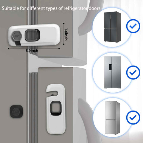 2Pack Child Proof Refrigerator Lock,Fridge Locks for Kids with Sticky Adhesive Pads,Baby Safety Locks for Fridges, Cabinets, Drawers, Double Doors and More (2 Pack)