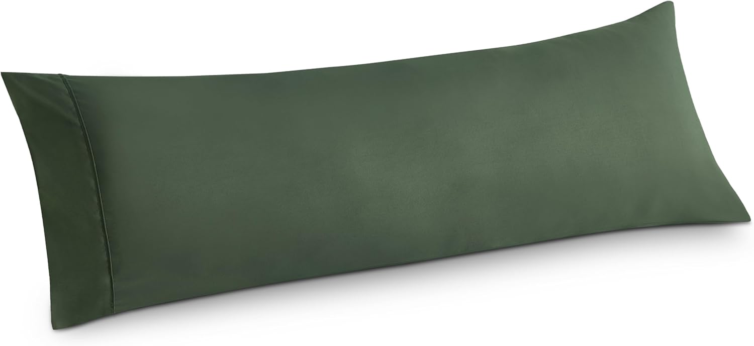 Bedsure Body Pillow Case Cover - Olive Green Brushed Microfiber Long Pillow Cases, Ultra Soft and Cozy Body Pillowcase with Envelope Closure for Kids, Wrinkle, Fade Resistant, 1 Pack, 20x54 Inches