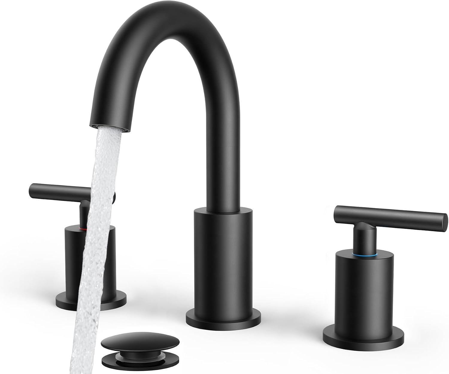 FORIOUS Widespread Black Bathroom Faucet 3 Hole, Matte Black Vanity Faucet