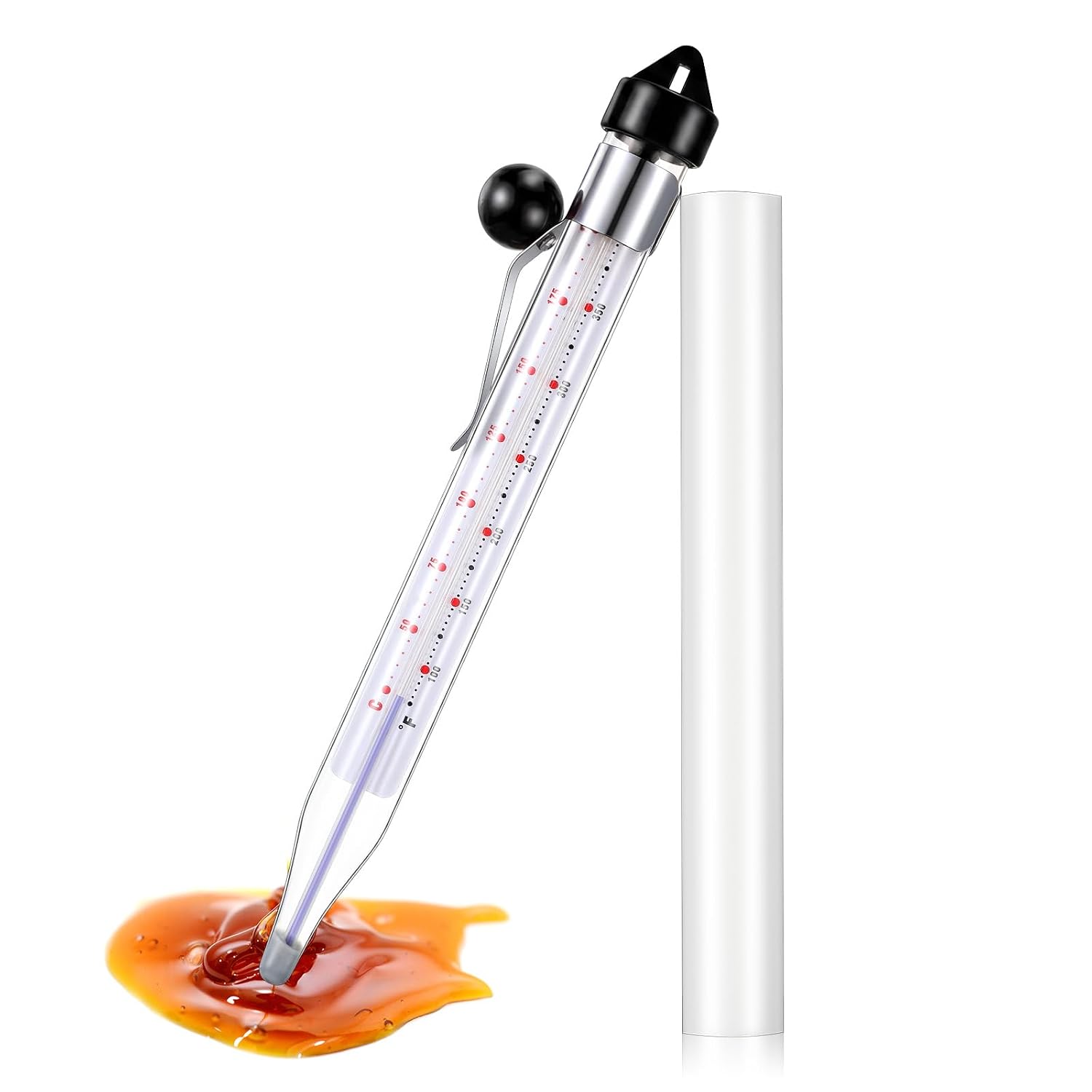 Photect 1 Pcs Candy Thermometer with Pot Clip 8", Black
