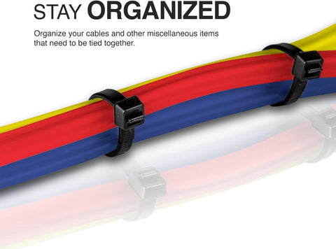 TR Industrial Multi-Purpose UV Resistant Black Cable Ties, 8 inches, 100 Pack