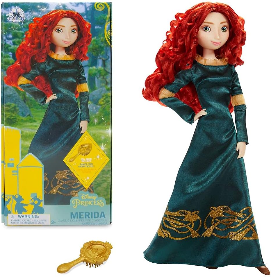 Disney Store Official Princess Classic Doll (Merida), 11 Inches, Includes Brush with Molded Details, Fully Posable Toy in Classic Outfit - Disney Princess Toys