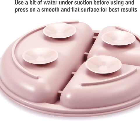 PandaEar 3 Pack Toddler Plates, Silicone Divided Suction Plate for Babies, BPA-Free 100% Food-Grade Silicone Unbreakable Baby Plate (Pink/Linen/Light Pink)