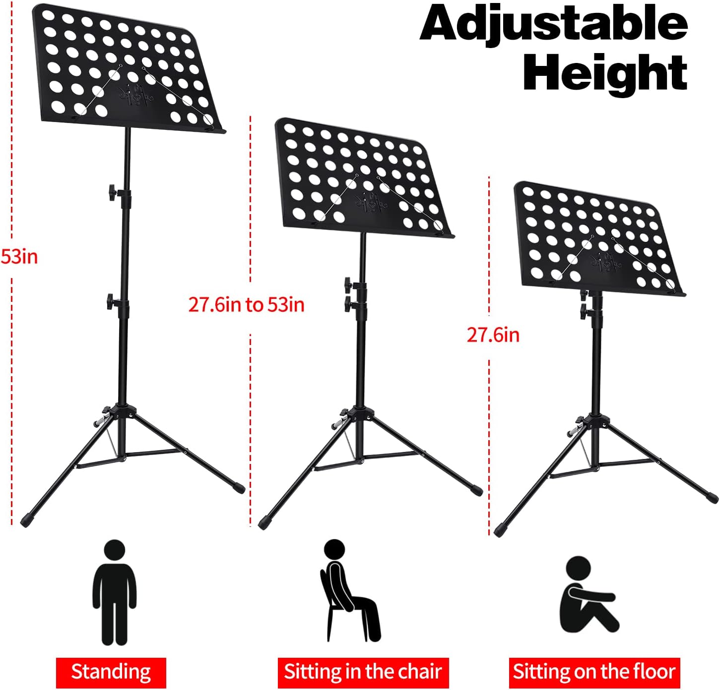 Mdvora 2 Pack Adjustable Music Stand with Carrying Bag