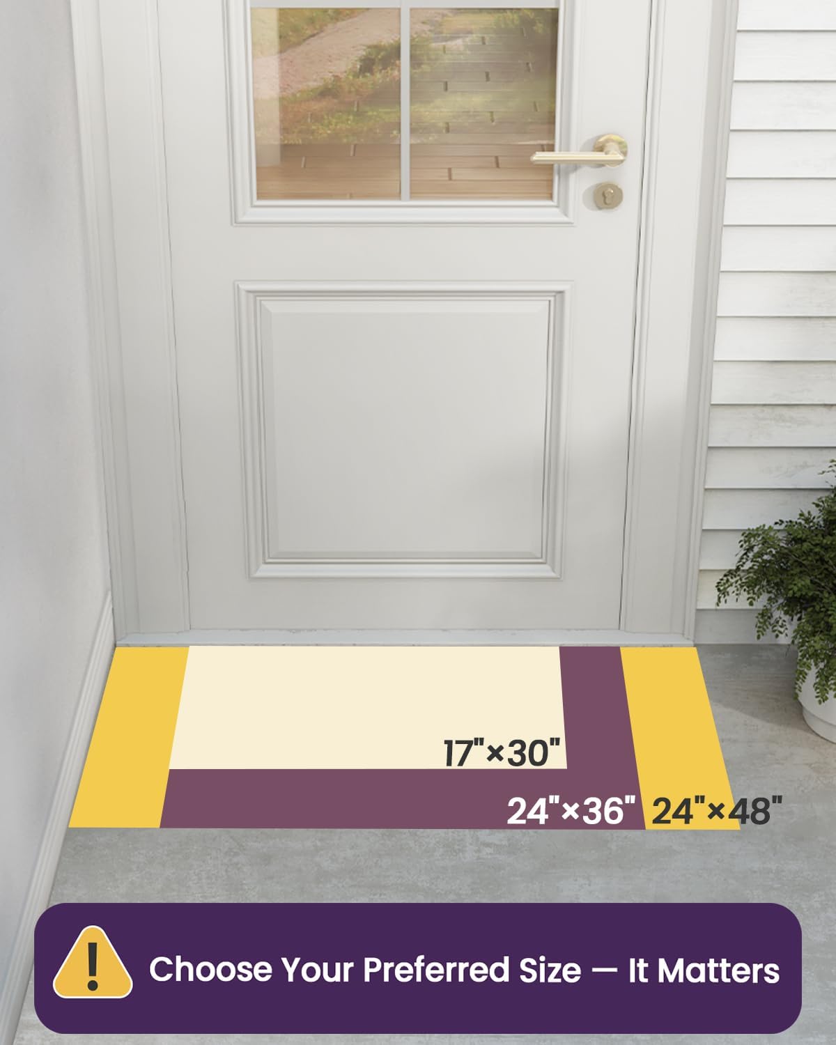 DEXI Front Door Mat Outside Entrance 17x29 Rubber Entry Doormat Black