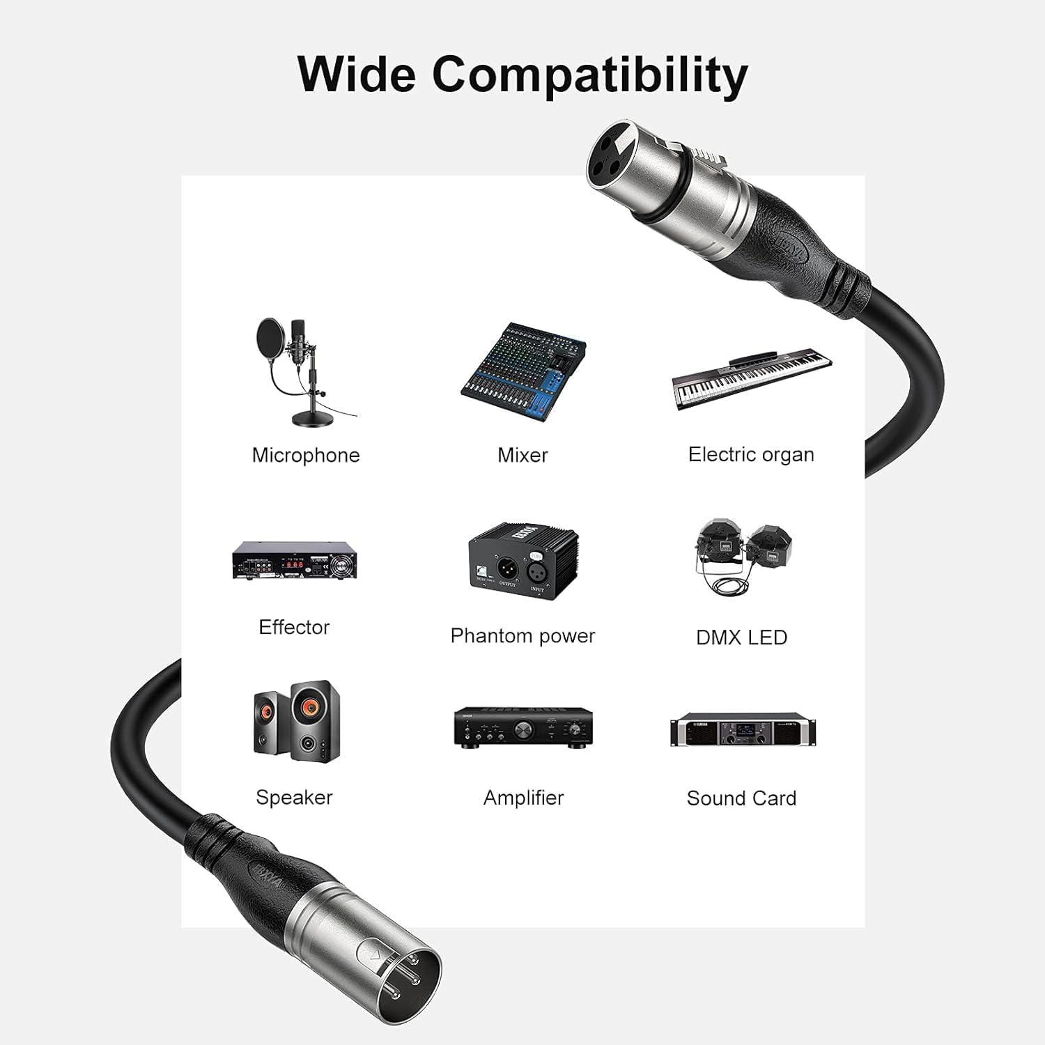 EBXYA XLR Cable 25ft 6 Packs Microphone Cable with 3-Pin XLR Male to Female
