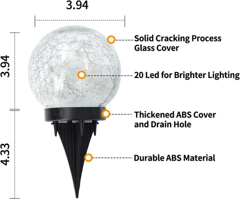 JKIMK Solar Globe Lights Outdoor Waterproof-Solar Balls for Garden