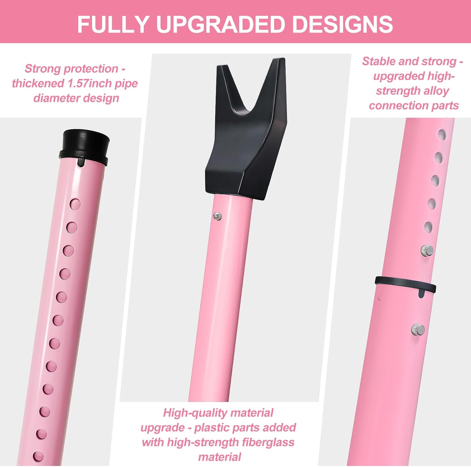 Rerishom 2 Pack Door Security Bar, Heavy Duty Door Stopper Jammer, Pink
