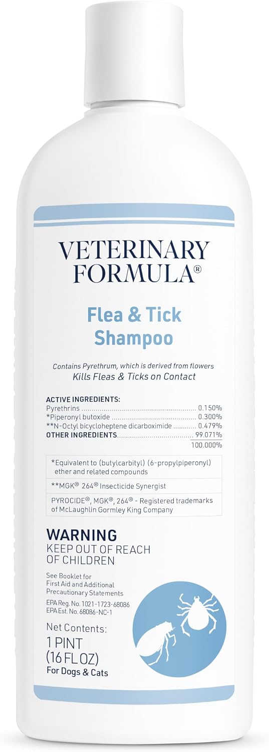 Veterinary Formula Flea and Tick Shampoo for Dogs and Cats, 16 oz