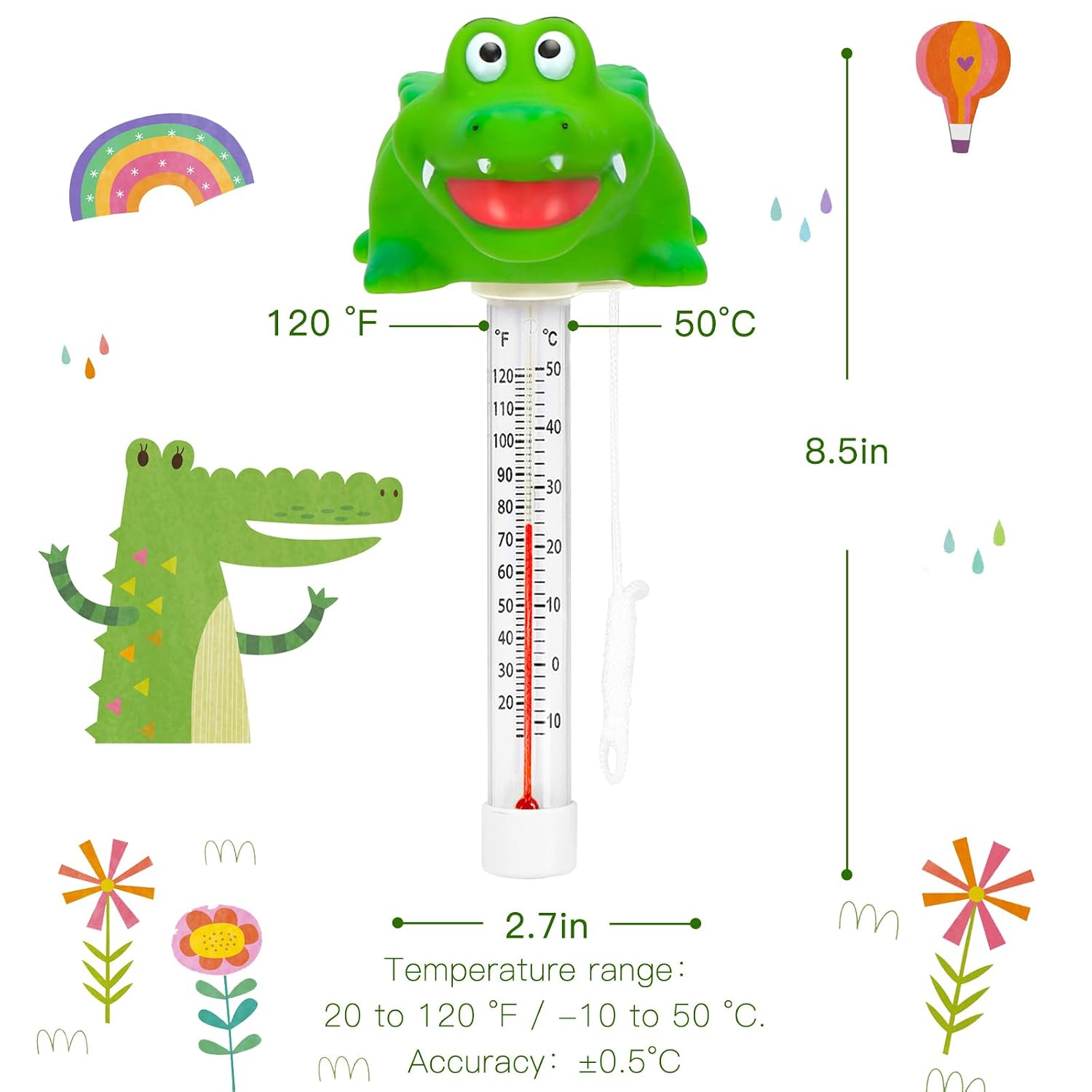 XY-WQ 2 Pack Floating Pool Thermometers, Alligator and Crab