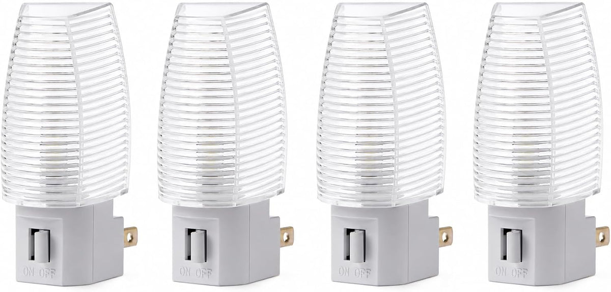 Projectpak Plug in Night Light with Manual On/Off Switch for Hallway, Bedroom, Stairways – Includes 4W Incandescent Bulb | 4 Pack
