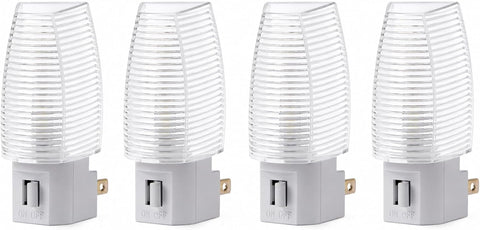 Projectpak Plug in Night Light with Manual On/Off Switch for Hallway, Bedroom, Stairways – Includes 4W Incandescent Bulb | 4 Pack