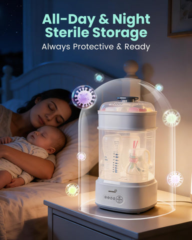 Grownsy Compact Baby Bottle Sterilizer and Dryer with Fast Sanitization